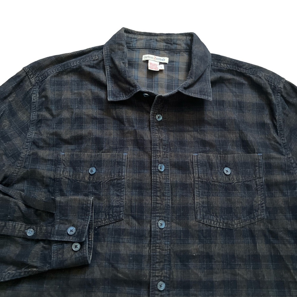 CARBON 2 COBALT Multicolor Corduroy Long Sleeve Shirt Men's Size Large